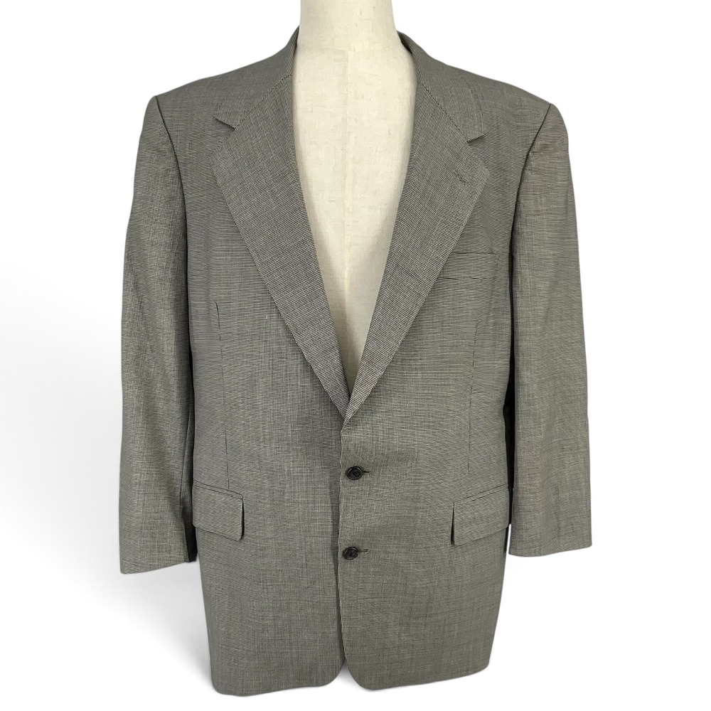 Mark Shale Mens Pure Wool Houndstooth Blazer Sport Coat Grey Black 2-Button